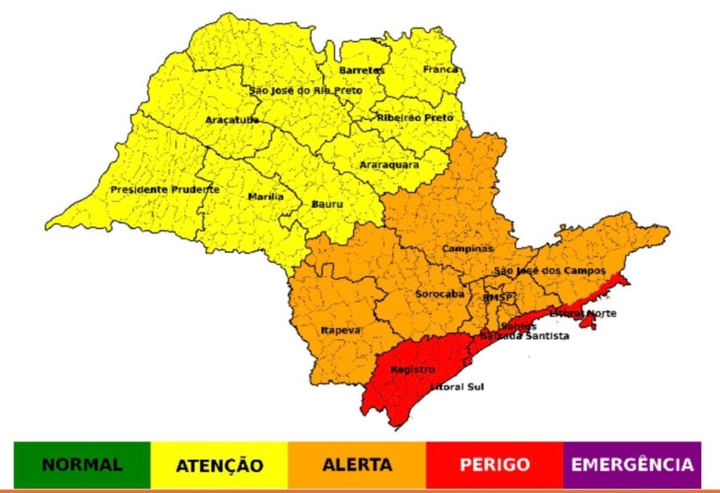 Defesa Civil Alerta para Chuvas Fortes em Itapeva e Sorocaba até Sexta-feira