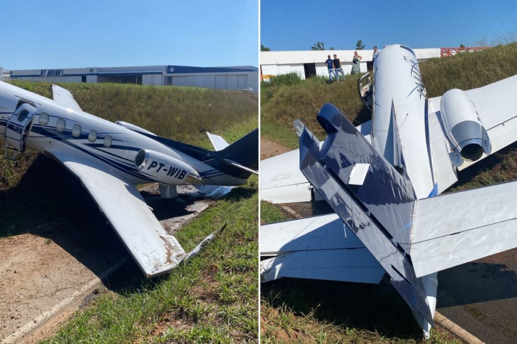 Avião Cessna Colide com Barranco ao Pousar em Jundiaí, SP Avião Cessna Colide com Barranco ao Pousar em Jundiaí, SP